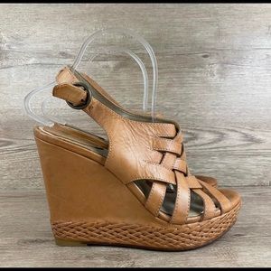 Frye Corrina Wedge Leather Sandals Size 8